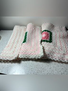 Three (3) handmade crocheted pillow cushion covers